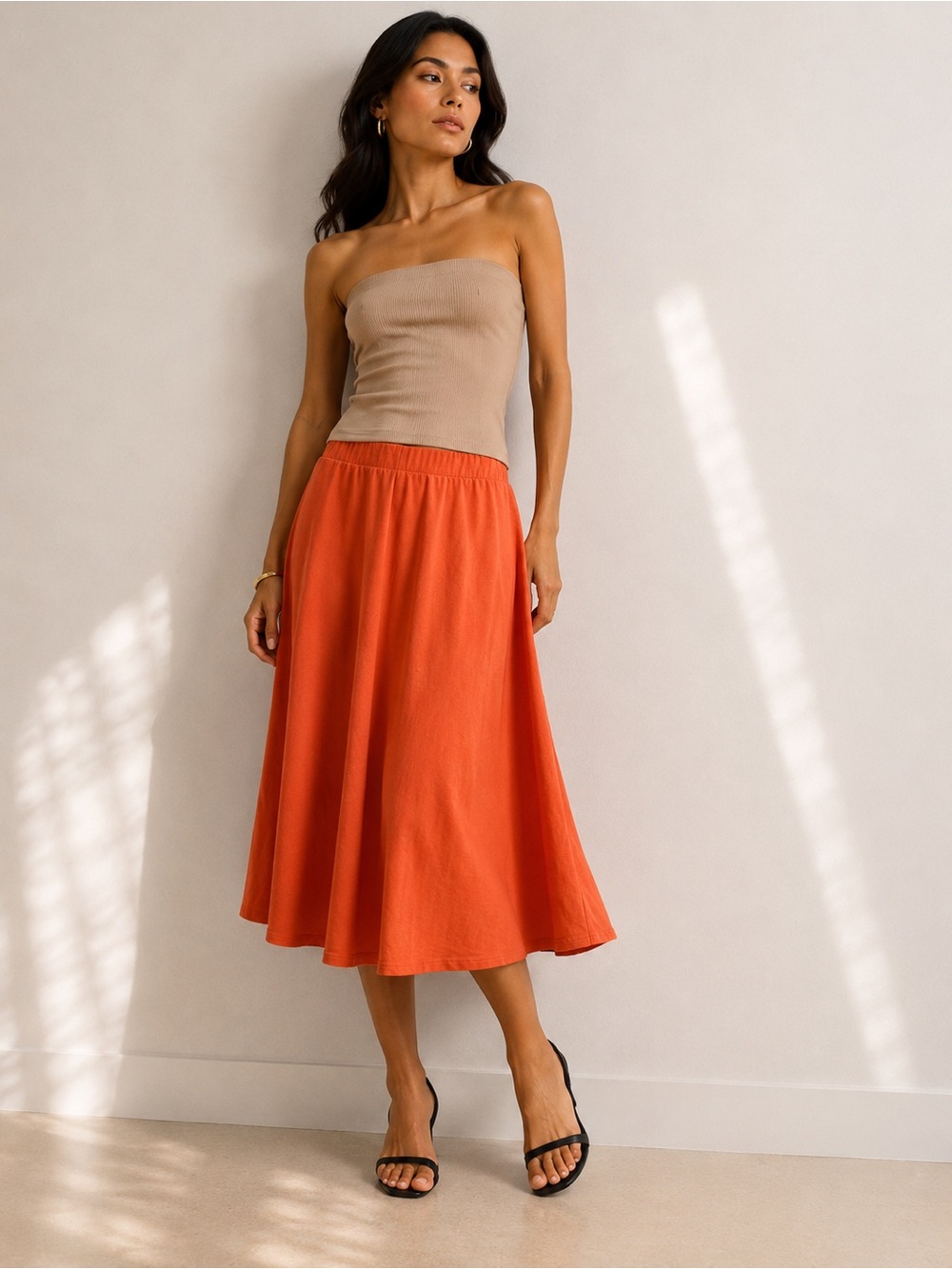 Junee Orange Midi Skirt – Size Large